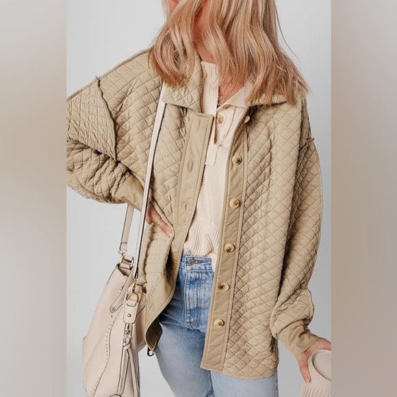 Pink Lily Quilted Puffer Buttoned Shacket - Picture 1 of 8